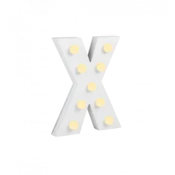 Świecąca Litera LED "X" Light Letter, drewniana biała 17x12 cm