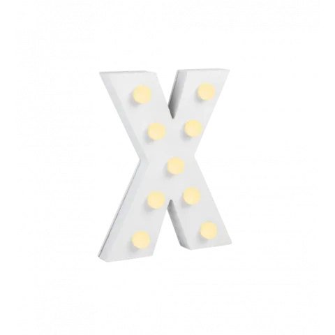 Świecąca Litera LED "X" Light Letter, drewniana biała 17x12 cm