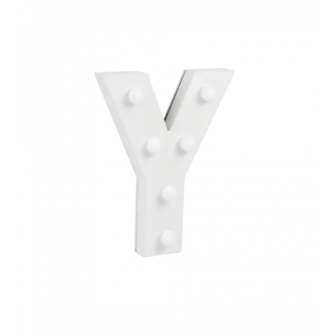 Świecąca Litera LED "Y" Light Letter, drewniana biała 17x12 cm