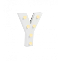 Świecąca Litera LED "Y" Light Letter, drewniana biała 17x12 cm