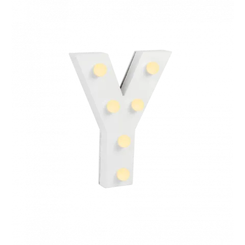 Świecąca Litera LED "Y" Light Letter, drewniana biała 17x12 cm