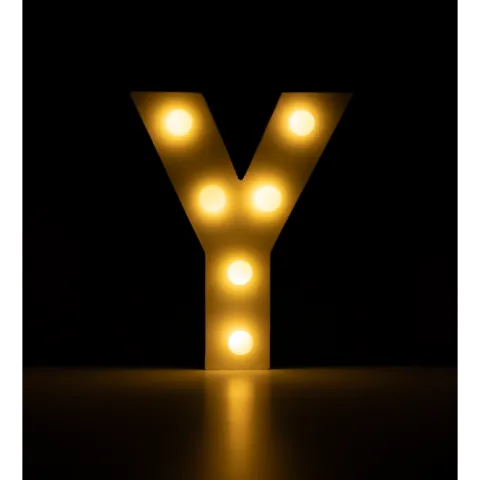 Świecąca Litera LED "Y" Light Letter, drewniana biała 17x12 cm
