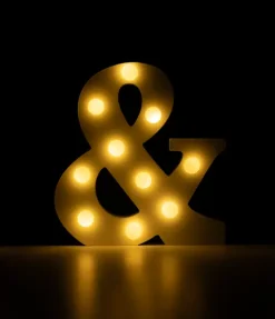 Świecący Znak LED "&" Light Letter, drewniany biały 17x12 cm