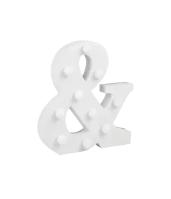Świecący Znak LED "&" Light Letter, drewniany biały 17x12 cm