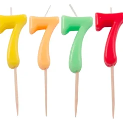 Świeczka na tort cyfra 7 Neonowe kolory 1 szt.