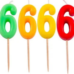 Świeczka na tort cyfra 6 Neonowe kolory 1 szt.