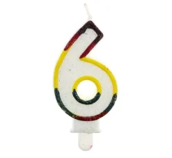 Świeczka urodzinowa "6" brokatowa kolorowa