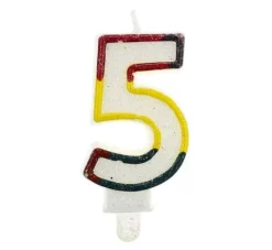 Świeczka urodzinowa "5" brokatowa kolorowa