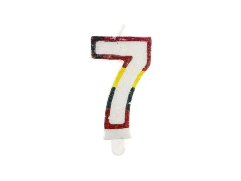 Świeczka urodzinowa "7" brokatowa kolorowa