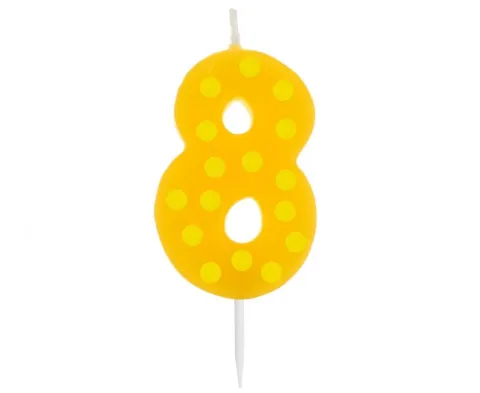 Świeczka urodzinowa "8" GROCHY 6cm