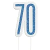 Świeczka urodzinowa na tort liczba "70" niebieska