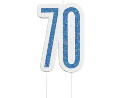 Świeczka urodzinowa na tort liczba "70" niebieska