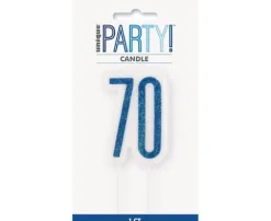 Świeczka urodzinowa na tort liczba "70" niebieska