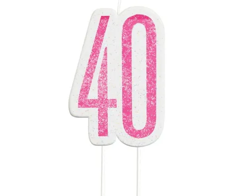 Świeczka urodzinowa na tort liczba "40" różowa