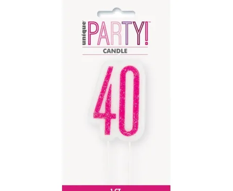 Świeczka urodzinowa na tort liczba "40" różowa