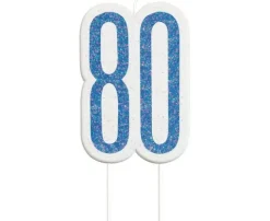 Świeczka urodzinowa na tort liczba "80" niebieska
