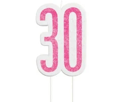 Świeczka urodzinowa na tort liczba "30" różowa