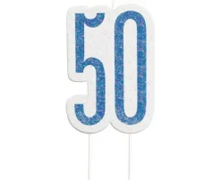 Świeczka urodzinowa na tort liczba "50" niebieska