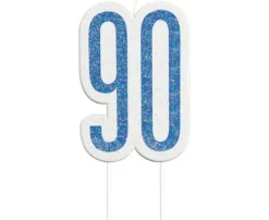 Świeczka urodzinowa na tort liczba "90" niebieska