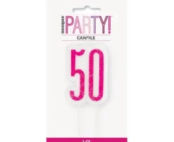 Świeczka urodzinowa na tort liczba "50" różowa