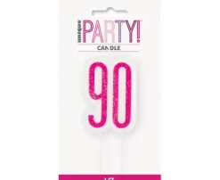 Świeczka urodzinowa na tort liczba "90" różowa