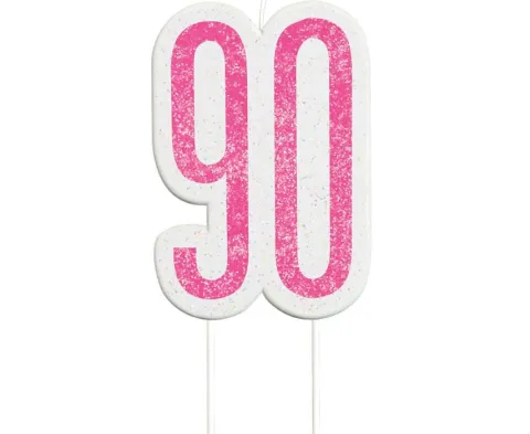 Świeczka urodzinowa na tort liczba "90" różowa