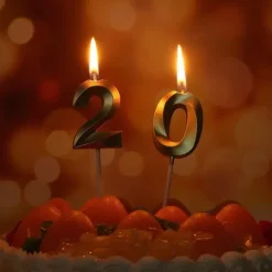 Świeczka urodzinowa na tort cyfra elegancka złota mała 1 szt.