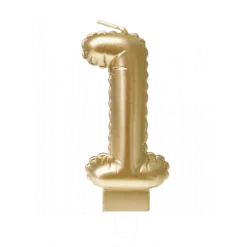 Świeczka urodzinowa cyfra 1 jak balon foliowy złota
