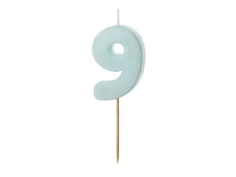 Świeczka urodzinowa cyfra 9 jasny niebieski 5,5, cm