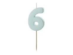 Świeczka urodzinowa cyfra 6 jasny niebieski 5,5, cm