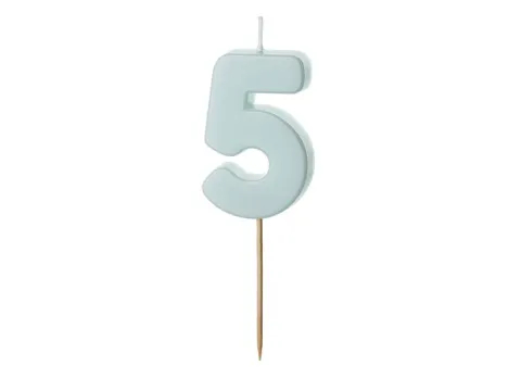 Świeczka urodzinowa cyfra 5 jasny niebieski 5,5, cm