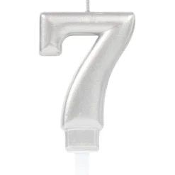 Świeczka urodzinowa cyfra 7 srebrna 9,3 cm