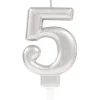 Świeczka urodzinowa cyfra 5 srebrna 9,3 cm