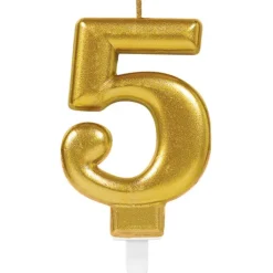 Świeczka urodzinowa cyfra 5 złota 9,3 cm