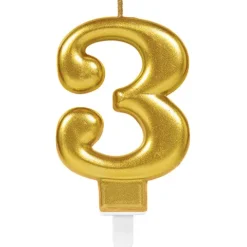 Świeczka urodzinowa cyfra 3 złota 9,3 cm