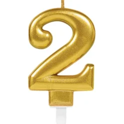 Świeczka urodzinowa cyfra 2 złota 9,3 cm