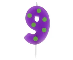 Świeczka urodzinowa "9" GROCHY 6cm