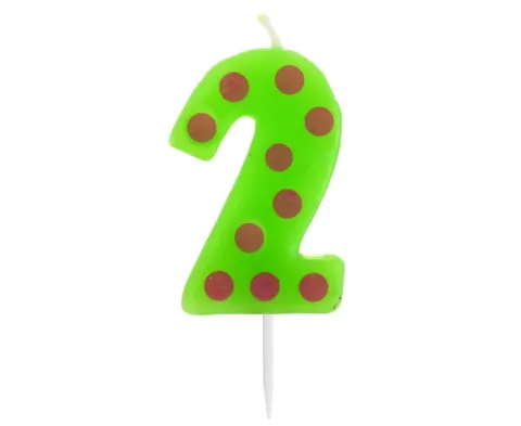 Świeczka urodzinowa "2" GROCHY 6cm