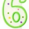 Świeczka urodzinowa "6" kropeczki zielona