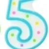 Świeczka urodzinowa "5" kropeczki niebieska