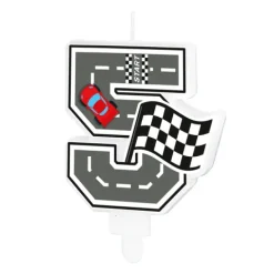 Świeczka urodzinowa Wyścigówki Race cyfra 5