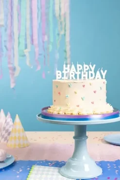 Świeczki pikery HAPPY BIRTHDAY napis biały 13 sztuk