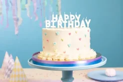 Świeczki pikery HAPPY BIRTHDAY napis biały 13 sztuk