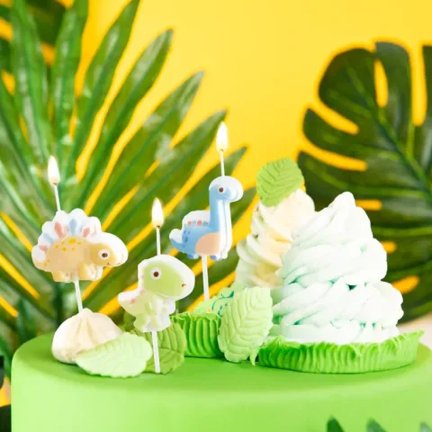 Świeczki urodzinowe na tort DINOZAURY pastel 3 szt.