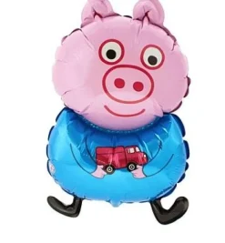 Świnka Peppa George niebieska z samochodem balon foliowy 14'''