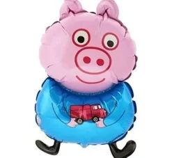 Świnka Peppa niebieska z samochodem balon foliowy 24''