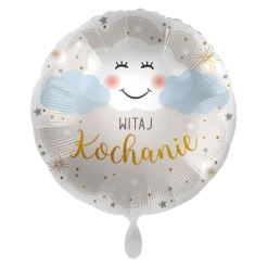 Witaj Kochanie chmurka Baby Shower balon foliowy okrągły 18 cali