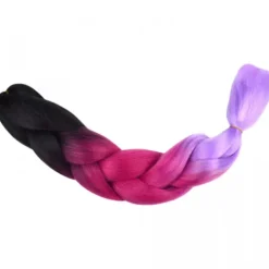 Włosy syntetyczne warkocze warkoczyki 60 cm OMBRE - czarno różowo fioletowe