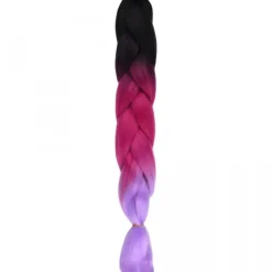 Włosy syntetyczne warkocze warkoczyki 60 cm OMBRE - czarno różowo fioletowe