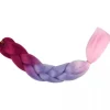 Włosy syntetyczne warkocze warkoczyki 60 cm OMBRE - bordowo fioletowo różowe